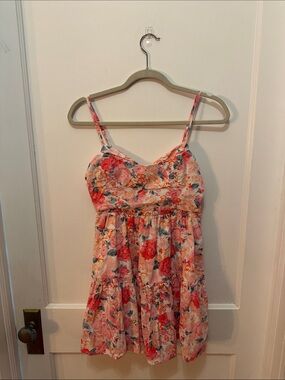 Storia Pink Floral Sundress with Coral Accents